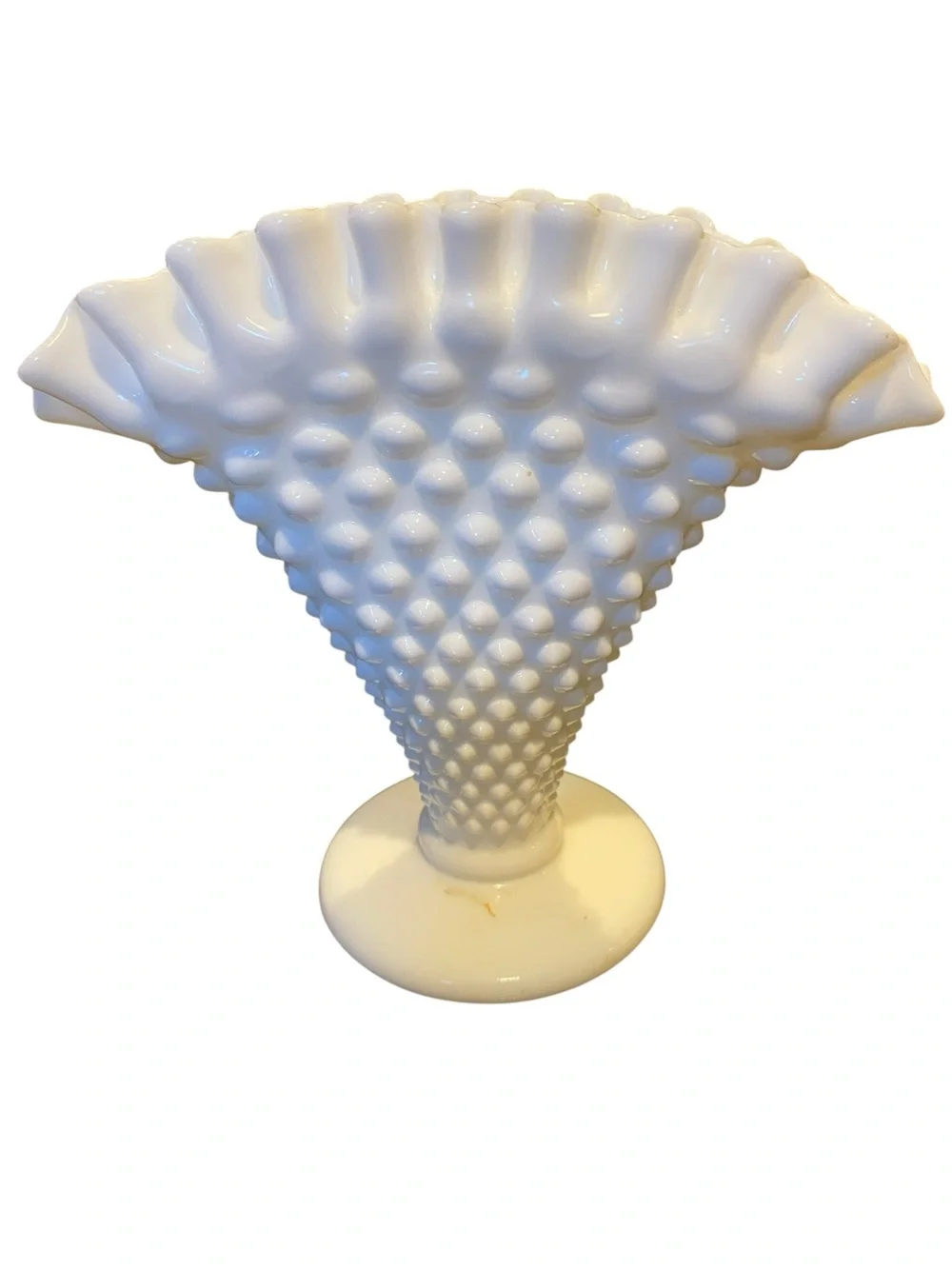 FENTON MILK GLASS FAN VASE